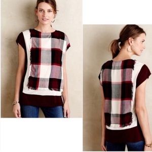 ⭐️ Anthropologie Postmark Plaid Hammon Top-Size Small